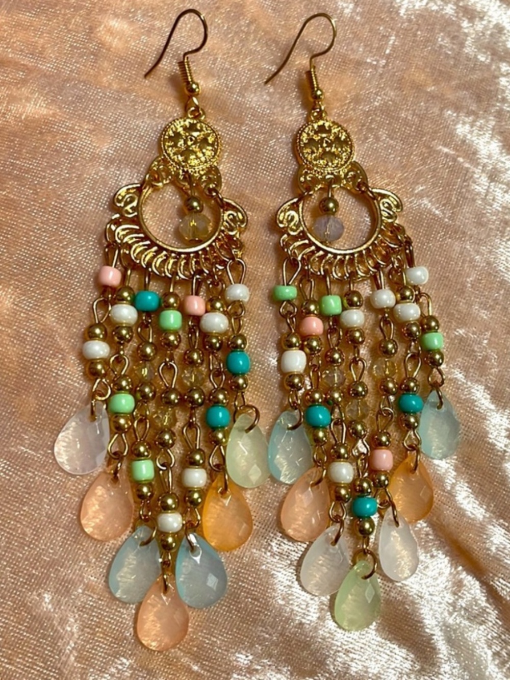 Pastel chandelier earrings
